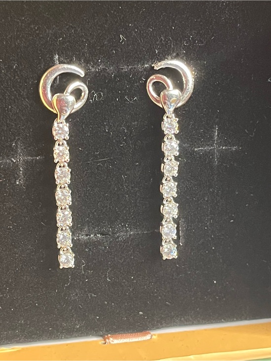 Jewelry - S925 Sterling Silver Dangle Earrings 1.40 CTW DTP 3mm